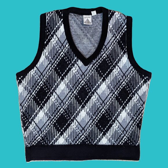 Spire California Vintage Monochromatic Argyle Sweater Vest Size M Preowned - Picture 1 of 3